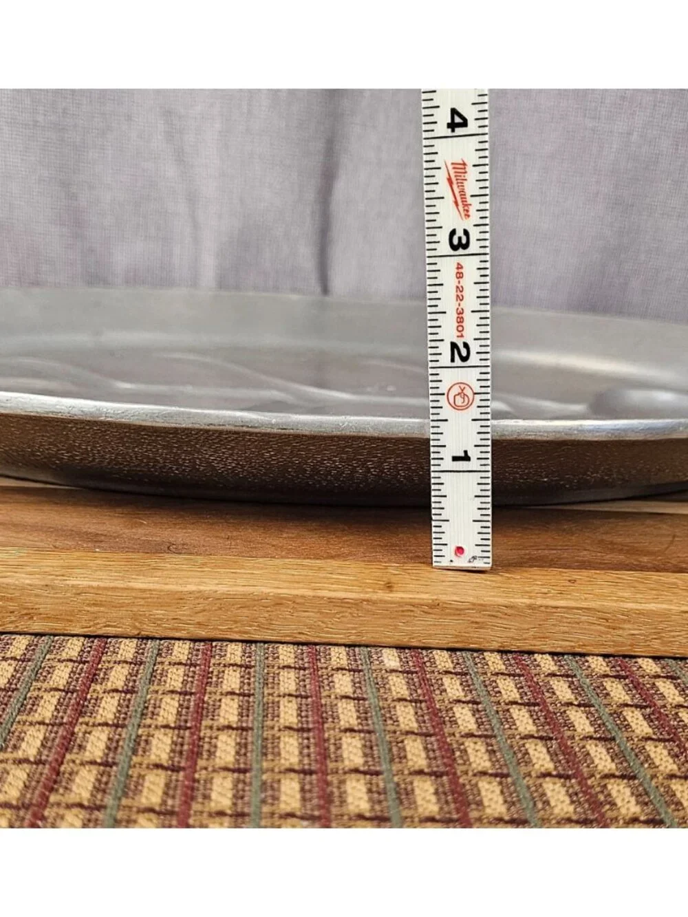 Oval Aluminum Meat Serving Platter With Tree Design Vintage Carving Tray 16